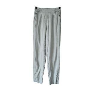 Momoni Mint Green Linen Blend Slim Straight Pull On Pants